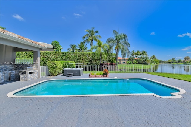 5081 NW 120th Ave, Coral Springs, FL 33076 - view of swimming pool with a patio, a fenced backyard, and a water view
