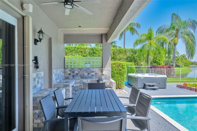 5081 NW 120th Ave, Coral Springs, FL 33076 - fenced backyard featuring ceiling fan, a patio, and outdoor dining area