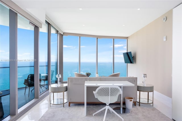 15701 Collins Ave Unit 3201, Sunny Isles Beach, FL 33160 - office featuring a water view and a wall of windows