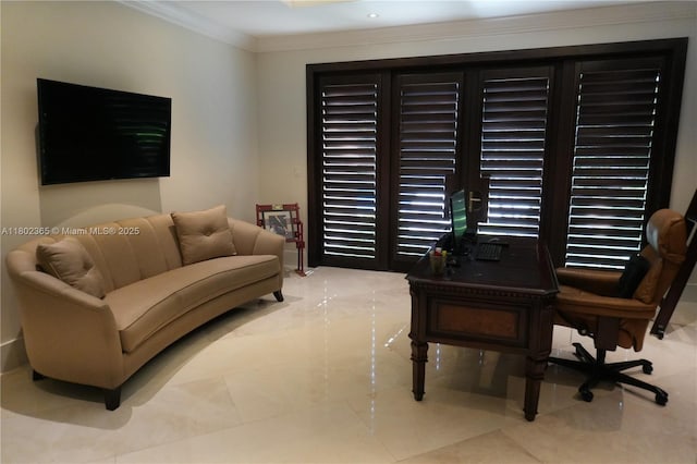 7740 SW 79th Ct, Miami, FL 33143 - office area featuring crown molding