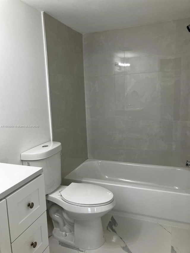 203 Lake Pointe Dr Unit 108, Oakland Park, FL 33309 - full bathroom with toilet, marble finish flooring, vanity, and bathtub / shower combination