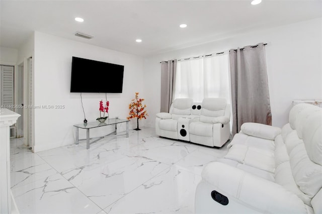 7917 Kismet St, Miramar, FL 33023 - living area featuring recessed lighting and light marble finish flooring
