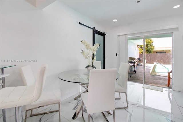 7917 Kismet St, Miramar, FL 33023 - dining space with a barn door and recessed lighting