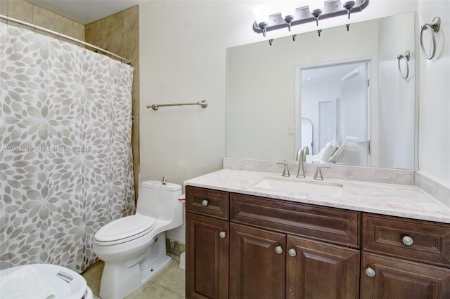 7917 Kismet St, Miramar, FL 33023 - bathroom featuring toilet, tile patterned flooring, vanity, and curtained shower