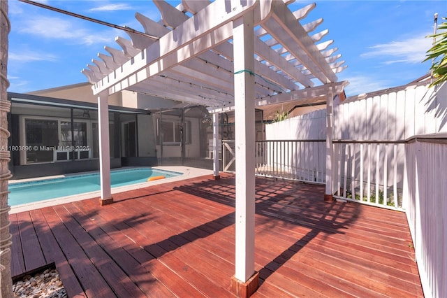 9813 SW 57th St, Cooper City, FL 33328 - deck featuring a pergola and fence