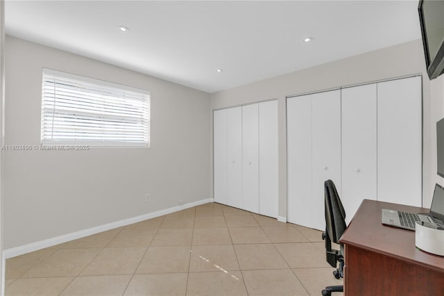 9813 SW 57th St, Cooper City, FL 33328 - unfurnished office featuring baseboards, recessed lighting, and light tile patterned flooring