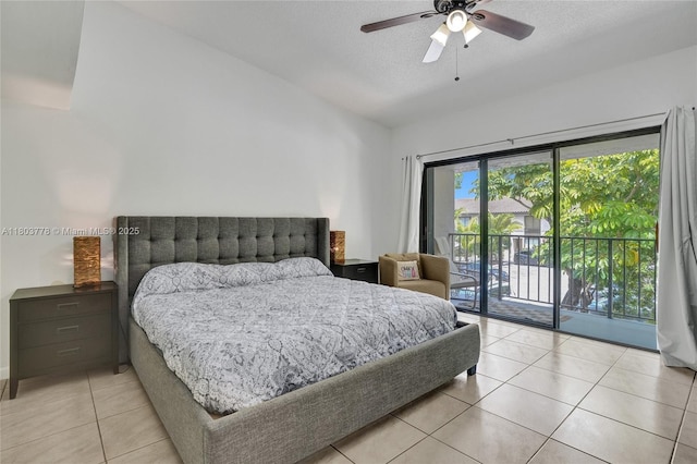 16465 NE 26th Ave Unit 18, North Miami Beach, FL 33160 - bedroom featuring access to outside, light tile patterned floors, and a ceiling fan