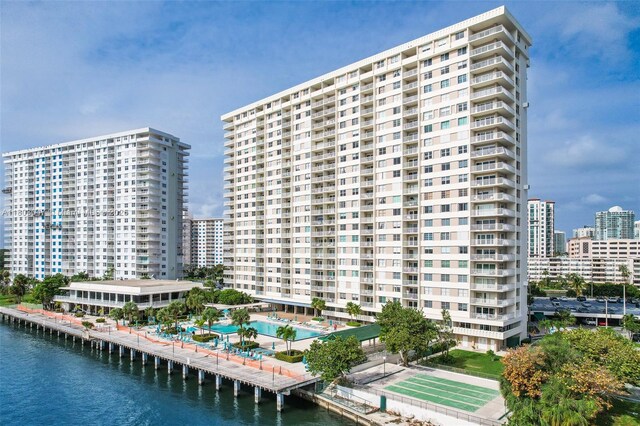 300 Bayview Dr Unit 812, Sunny Isles Beach, FL 33160 - view of apartment building / complex with a city view and a water view