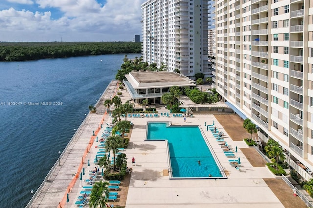 300 Bayview Dr Unit 812, Sunny Isles Beach, FL 33160 - view of swimming pool with a water view