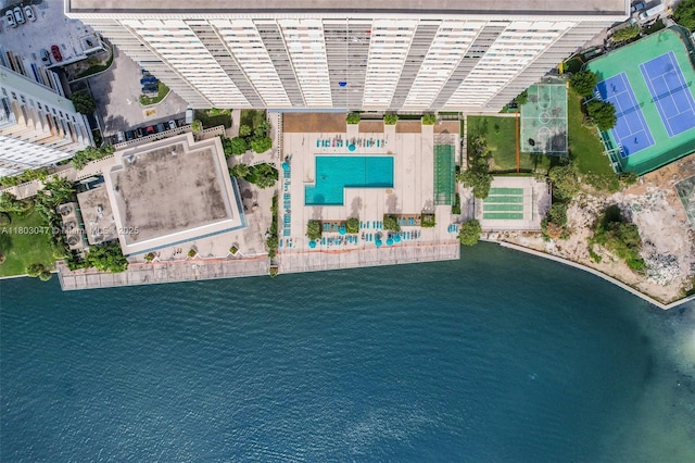300 Bayview Dr Unit 812, Sunny Isles Beach, FL 33160 - aerial view of property and surrounding area featuring a pool and a nearby body of water