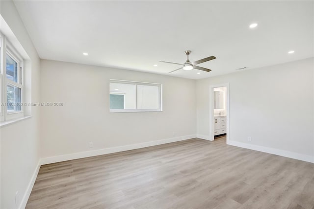 2021 N 53rd Ave, Hollywood, FL 33021 - unfurnished room with ceiling fan, light wood-style floors, healthy amount of natural light, and recessed lighting