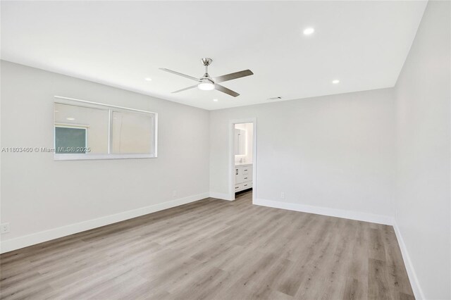 2021 N 53rd Ave, Hollywood, FL 33021 - spare room featuring a ceiling fan, wood finished floors, baseboards, and recessed lighting