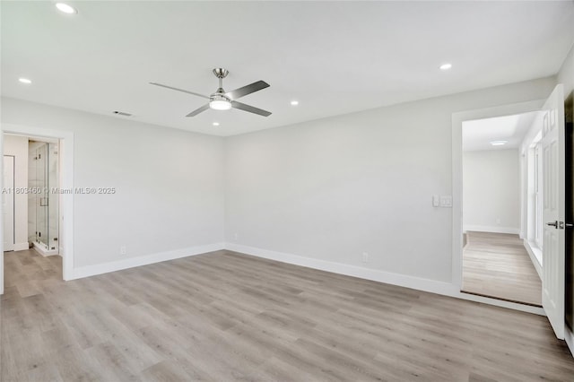 2021 N 53rd Ave, Hollywood, FL 33021 - spare room with ceiling fan, light wood-style flooring, recessed lighting, and baseboards