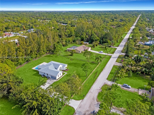 view of property location with a heavily wooded area