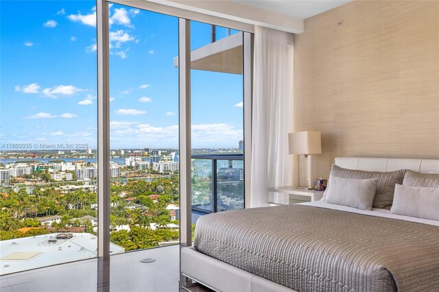 9705 Collins Ave Unit 1805N, Bal Harbour, FL 33154 - bedroom featuring a city view and a wall of windows