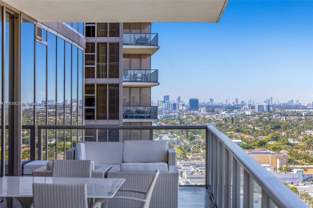 9705 Collins Ave Unit 1805N, Bal Harbour, FL 33154 - balcony with a view of skyline and an outdoor living space