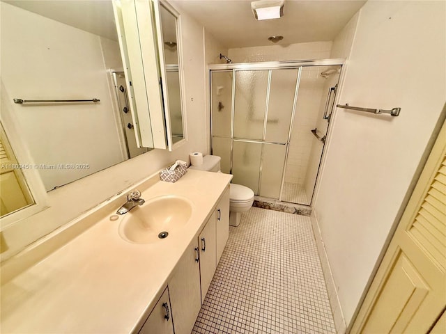 2305 Lucaya Ln Unit H1, Coconut Creek, FL 33066 - bathroom with toilet, a stall shower, vanity, and tile patterned flooring