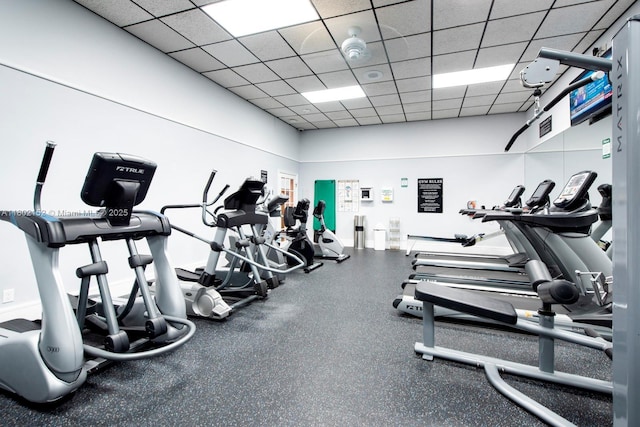 4280 Galt Ocean Dr Unit 23A, Fort Lauderdale, FL 33308 - exercise room with a paneled ceiling