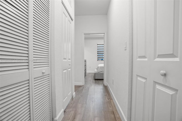 21408 NE 2nd Path, Miami, FL 33179 - hallway with wood-type flooring and a textured wall