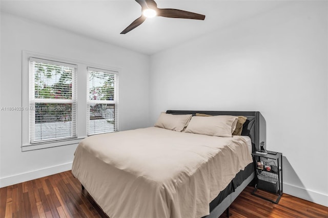 1631 SW 11th St, Miami, FL 33135 - bedroom featuring dark wood-style flooring, baseboards, and ceiling fan