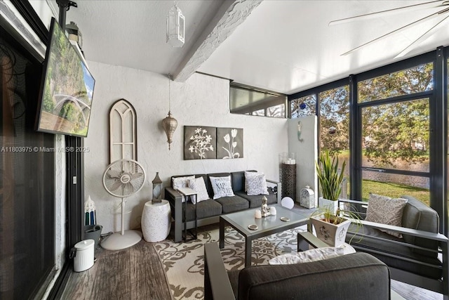 1150 NW 99th Ave Unit 69, Pembroke Pines, FL 33024 - sunroom featuring beam ceiling