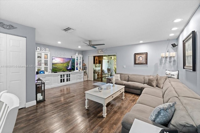 1150 NW 99th Ave Unit 69, Pembroke Pines, FL 33024 - living room with wood finished floors, ceiling fan, and recessed lighting