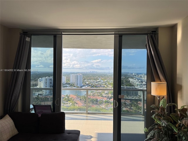 2600 E Hallandale Beach Blvd Unit T3210, Hallandale Beach, FL 33009 - living room featuring a view of city and a wall of windows