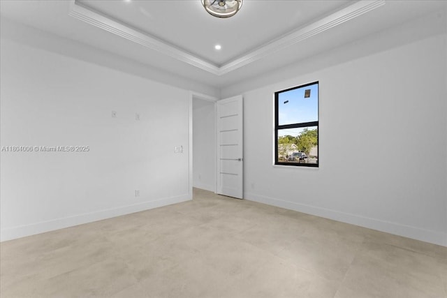 4623 7th St W, Lehigh Acres, FL 33971 - empty room with crown molding, a raised ceiling, baseboards, and recessed lighting