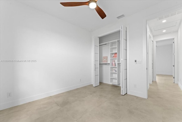 4623 7th St W, Lehigh Acres, FL 33971 - unfurnished bedroom featuring baseboards, recessed lighting, a closet, and ceiling fan