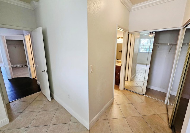2151 NW 96th Ter Unit 15L, Pembroke Pines, FL 33024 - hall with crown molding and light tile patterned floors