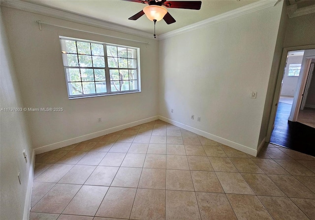 2151 NW 96th Ter Unit 15L, Pembroke Pines, FL 33024 - tiled spare room featuring crown molding and ceiling fan