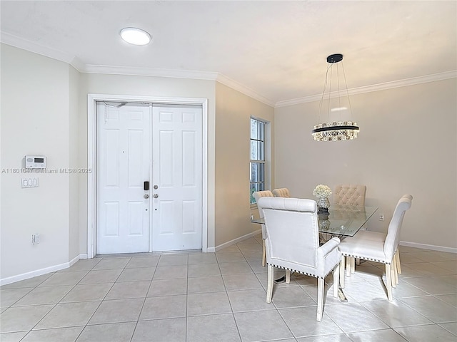 16435 SW 27th St, Miramar, FL 33027 - dining space featuring crown molding, light tile patterned floors, and baseboards