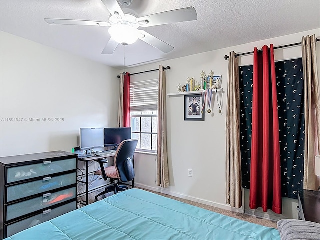 16435 SW 27th St, Miramar, FL 33027 - bedroom featuring a textured ceiling, a ceiling fan, and baseboards