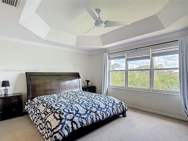 16435 SW 27th St, Miramar, FL 33027 - bedroom featuring carpet, ornamental molding, a tray ceiling, ceiling fan, and baseboards