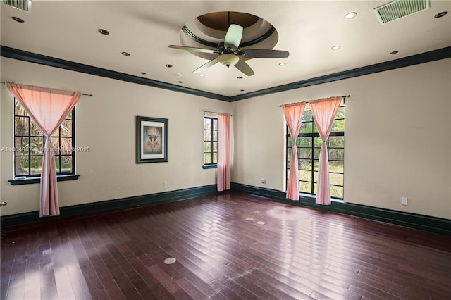 20508 SW 140th Ave, Miami, FL 33177 - spare room with crown molding, wood finished floors, a ceiling fan, and baseboards