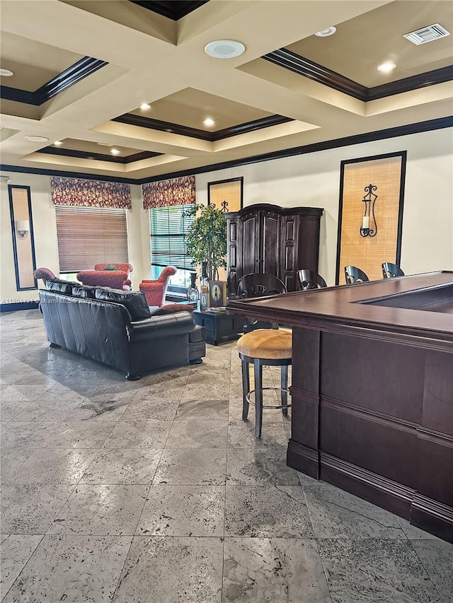 2240 E Preserve Way Unit 205, Miramar, FL 33025 - interior space featuring ornamental molding and coffered ceiling