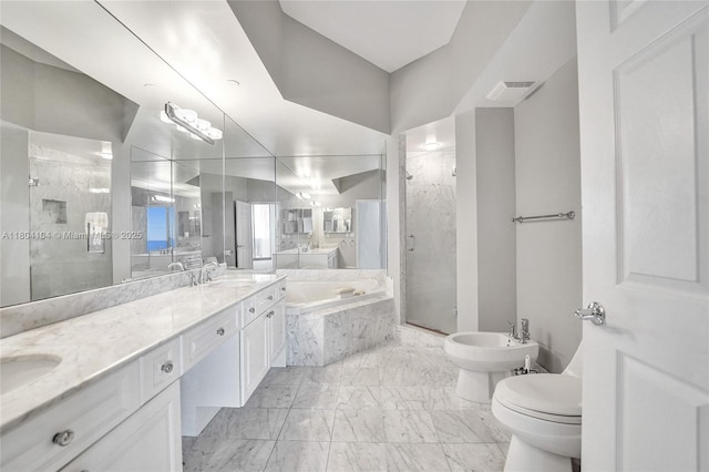 3200 N Ocean Blvd Unit 1206, Fort Lauderdale, FL 33308 - full bath featuring a bidet, a shower stall, toilet, a garden tub, and double vanity