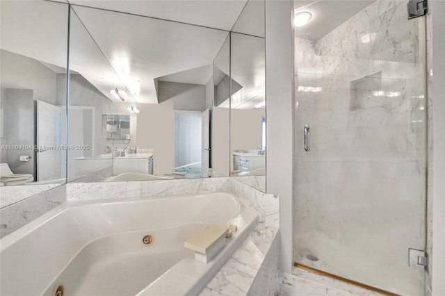 3200 N Ocean Blvd Unit 1206, Fort Lauderdale, FL 33308 - full bath with a marble finish shower, a tub with jets, and vanity