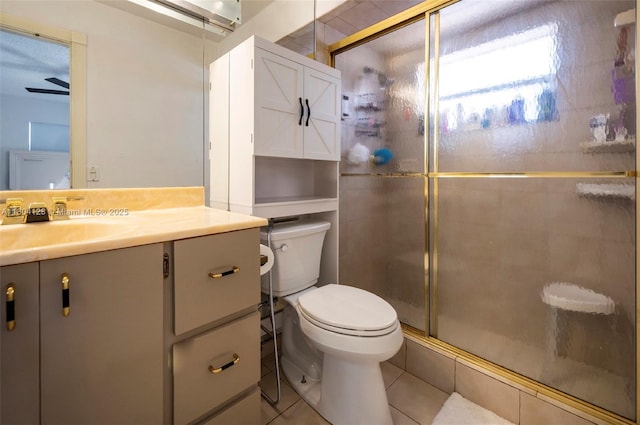 22226 SW 65th Ter, Boca Raton, FL 33428 - bathroom with tile patterned flooring, a stall shower, toilet, and vanity