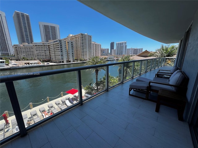 2600 E Hallandale Beach Blvd Unit T401, Hallandale Beach, FL 33009 - balcony with a water view and a view of skyline