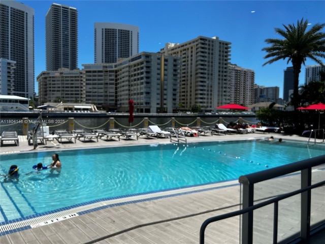 2600 E Hallandale Beach Blvd Unit T401, Hallandale Beach, FL 33009 - community pool featuring a view of skyline