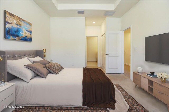 11094 W 33rd Way, Hialeah, FL 33018 - bedroom featuring light carpet and a raised ceiling