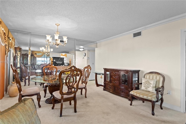 900 Colony Point Cir Unit 523, Pembroke Pines, FL 33026 - carpeted dining area featuring a chandelier, crown molding, and a textured ceiling