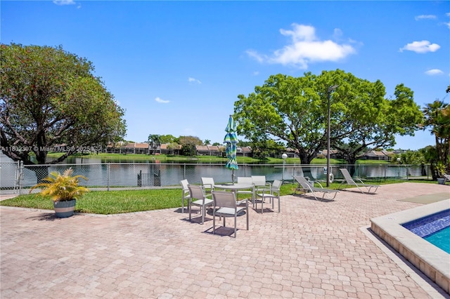 900 Colony Point Cir Unit 523, Pembroke Pines, FL 33026 - view of patio / terrace with a water view and fence