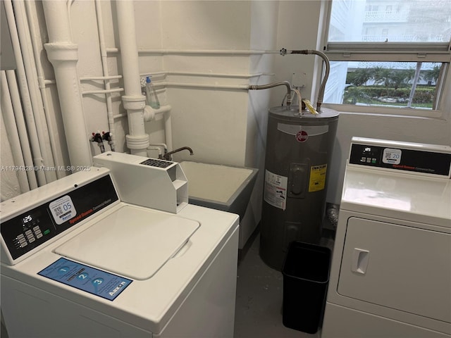 3209 S Ocean Dr Unit 2M, Hallandale Beach, FL 33009 - laundry room featuring independent washer and dryer and electric water heater