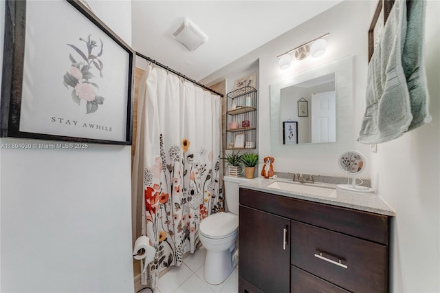 3610 SW 59th Ave, Miami, FL 33155 - full bathroom featuring tile patterned floors, vanity, toilet, and a shower with shower curtain