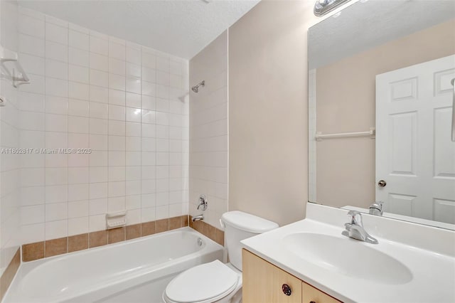 6077 Azalea Cir, West Palm Beach, FL 33415 - bathroom with toilet, vanity, shower / washtub combination, and a textured ceiling