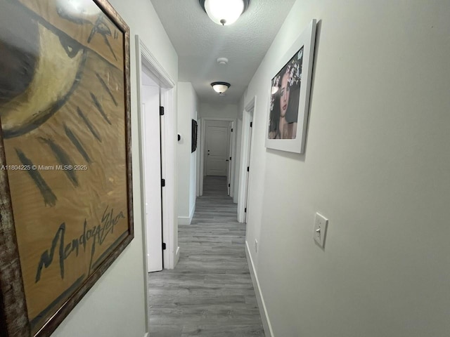 17201 SW 143rd Ct, Miami, FL 33177 - corridor featuring baseboards, wood finished floors, and a textured ceiling
