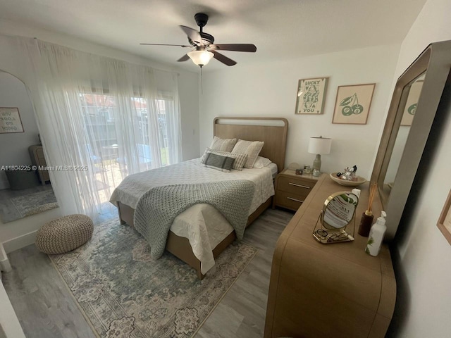 17201 SW 143rd Ct, Miami, FL 33177 - bedroom with access to outside, wood finished floors, and ceiling fan
