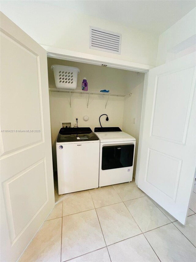 448 NE 4th St, Florida City, FL 33034 - clothes washing area featuring separate washer and dryer and light tile patterned floors